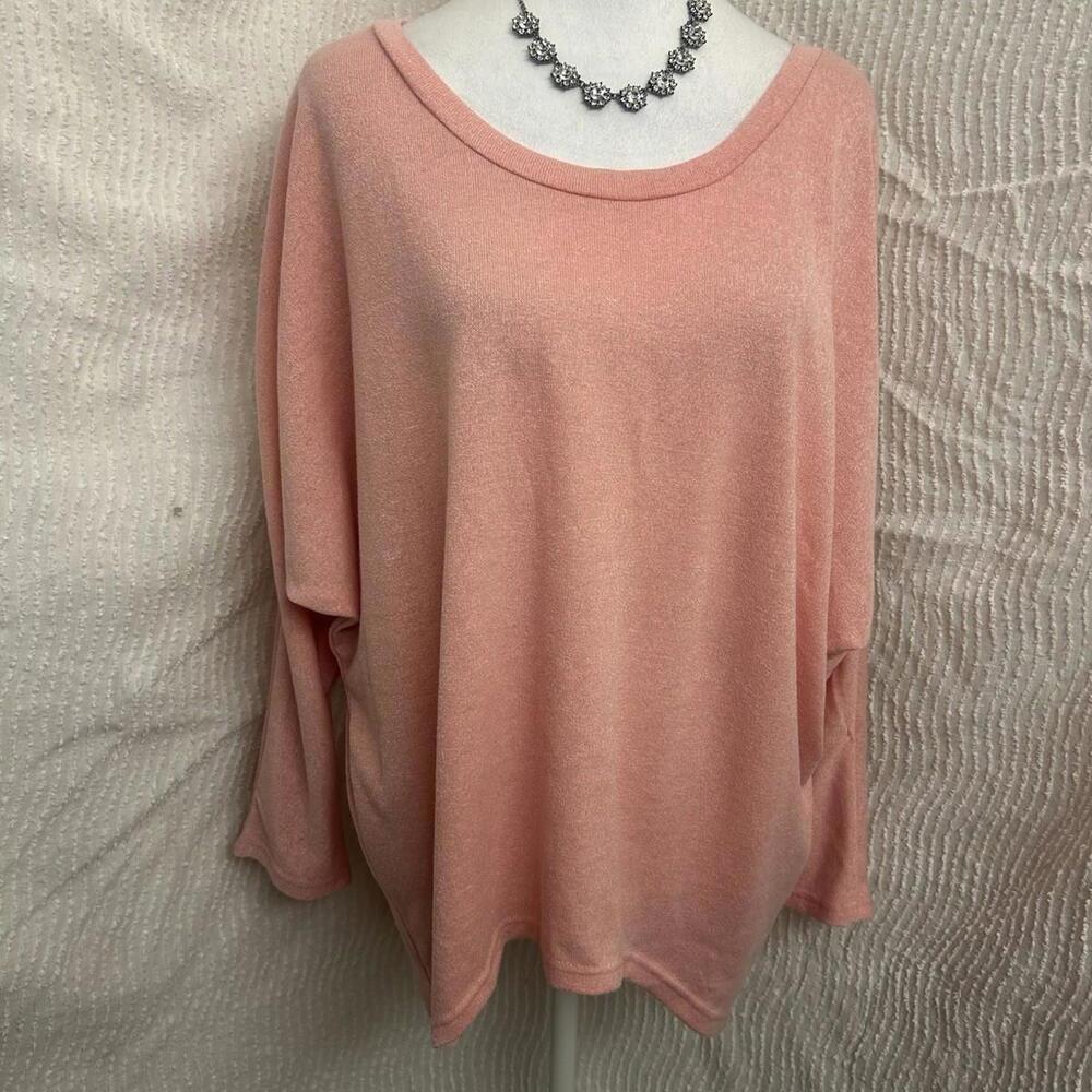 Zanzea Oversized Pink Sweater NWT Women’s M Peach Cozy Lightweight Boho Knit